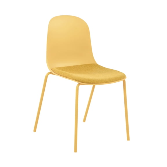 Jamesdar, Serena Stackable Dining Chair with cushion. Set of 4, Indoor/ Outdoor, Polypropylene, Steel, Ginger Yellow