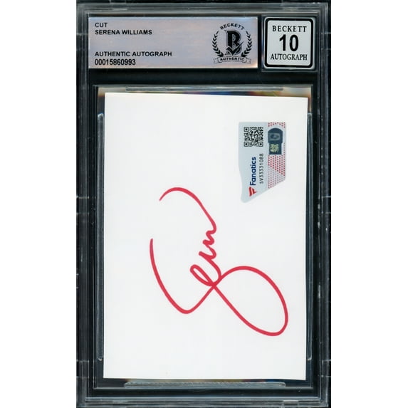 Serena Williams Autographed 2.5x3.5 Cut Signature Auto Grade Gem Mint 10 Red Beckett BAS #15860993