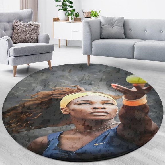 Serena Williams Round Floor Mat Cozy, Durable, Decor-Ready.80x80cm,31.5" 31.5"
