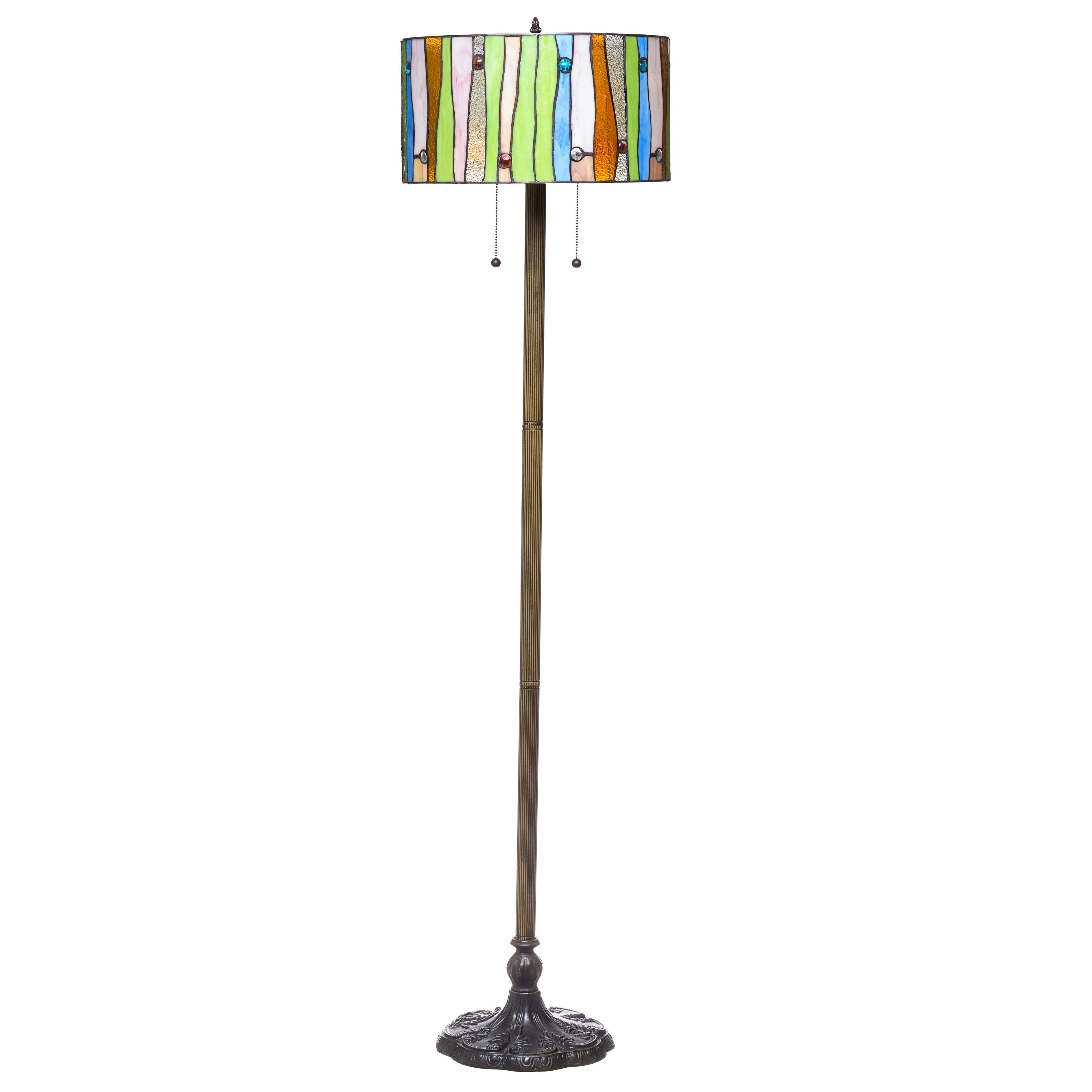 Serena Green and Blue Stained Glass 60'' Tiffany Floor Lamp