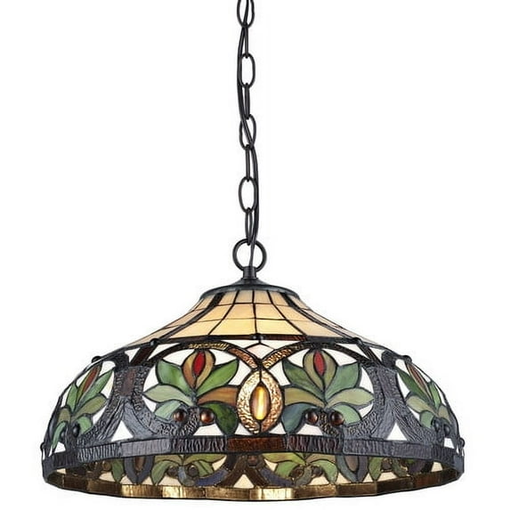 Serena d'italia Tiffany 2-Light Sunrise Bronze Hanging Lamp