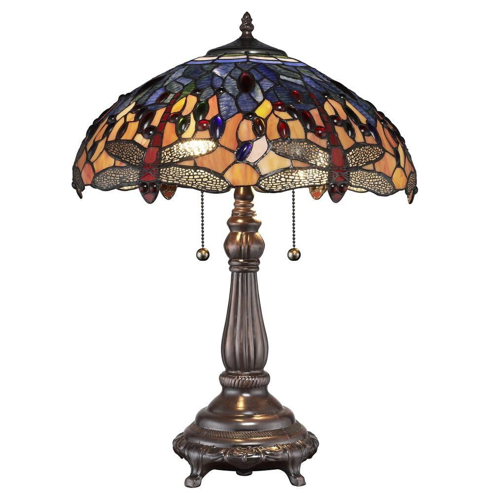 Serena d'italia Tiffany 2 light Red Dragonfly 25 in. Table Lamp ...