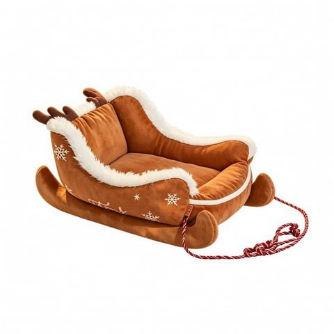 Serenable 1 Holiday Sled Cat Bed 14.57 Inch Soft PP Filled Washable Mat for Small Dogs Cozy Christmas Themed Resting Spot Indoor Use
