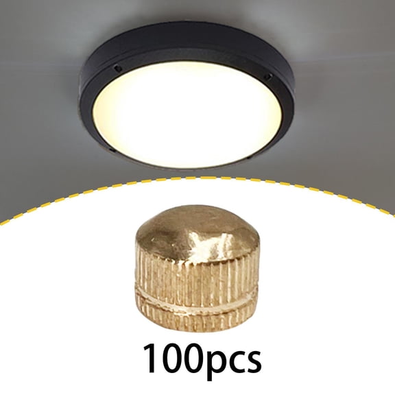 Serenable 100 Pieces M4 Screw Caps for Light Fixture Iron Decorative for Ceiling Light Gold
