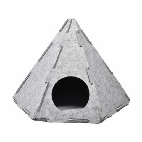 Serenable 1PC Felt Cat House Portable Hexagonal Tent Removable Pet Bed for Small Cats Indoor Use