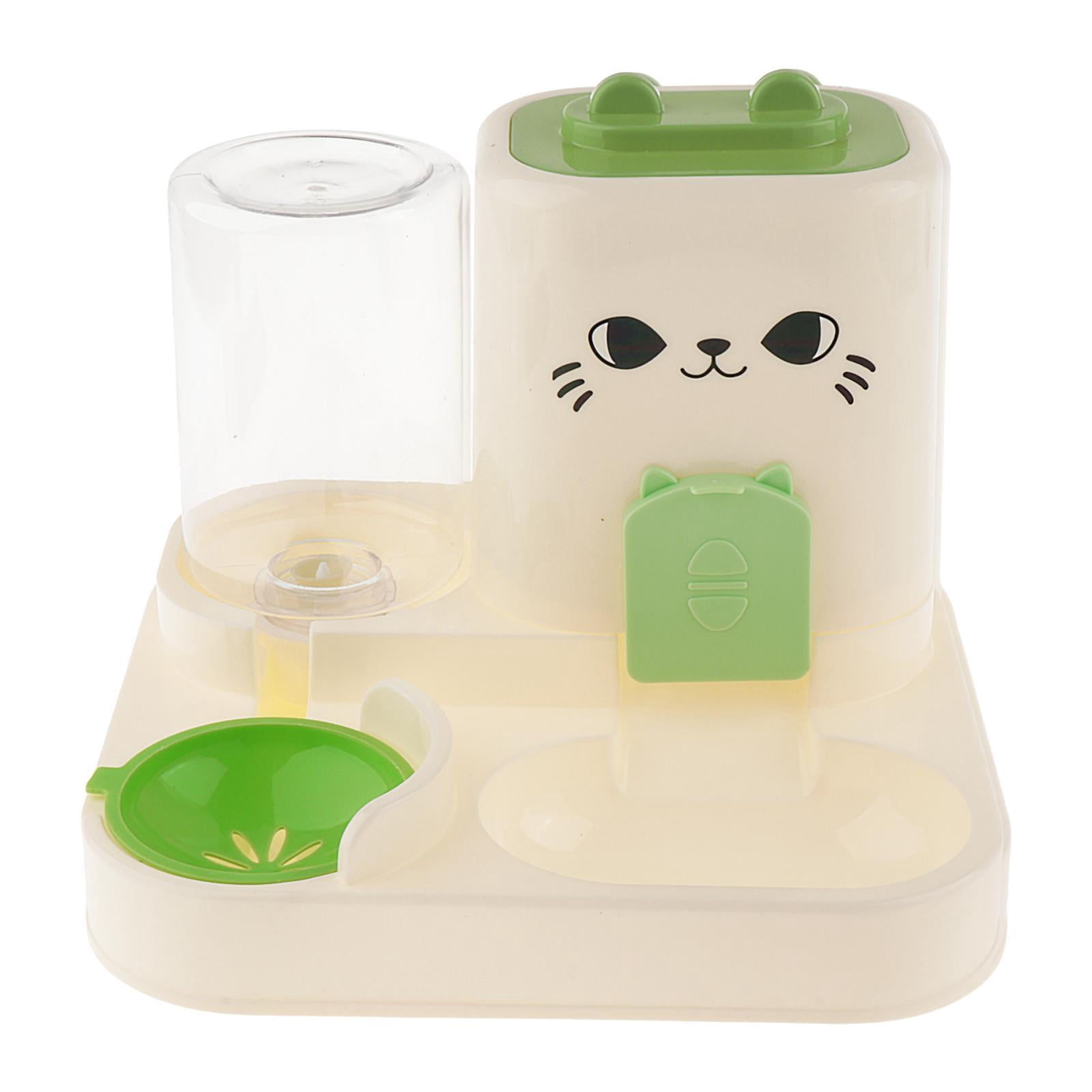 Serenable 2 in 1 Automatic Pet Feeder Water Dispenser Portable Travel Supplies Cat Food Bowl Food Container for Kitten Small Dogs Bunny Green
