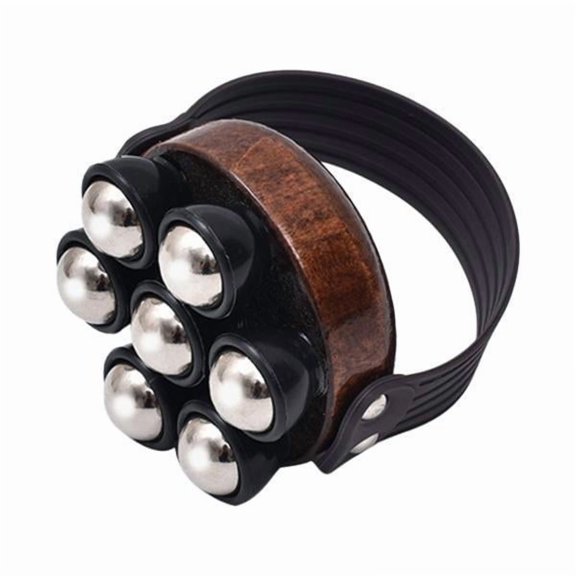 Serenable 2xHandheld Massage Tool Lightweight Roller Ball Massager for Back Tummy Muscle Black Brown 2 Pcs