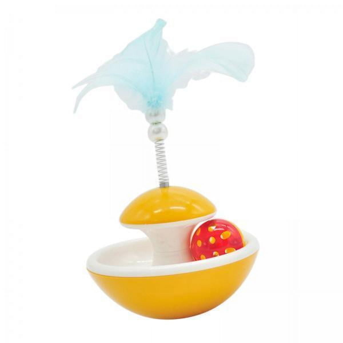 Serenable 2xInteractive Cat Teaser Toys Feather Ball for Exercising Yellow