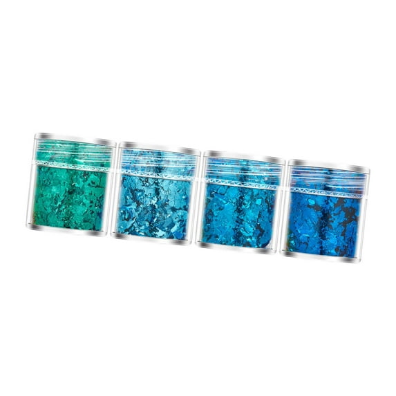 Serenable 4Pcs Nail Art Foil Flakes Foil Glitter Sequins, Shiny,DIY 3D Nail Irregular Thin Confetti Manicure Charms Decoration Blue Green