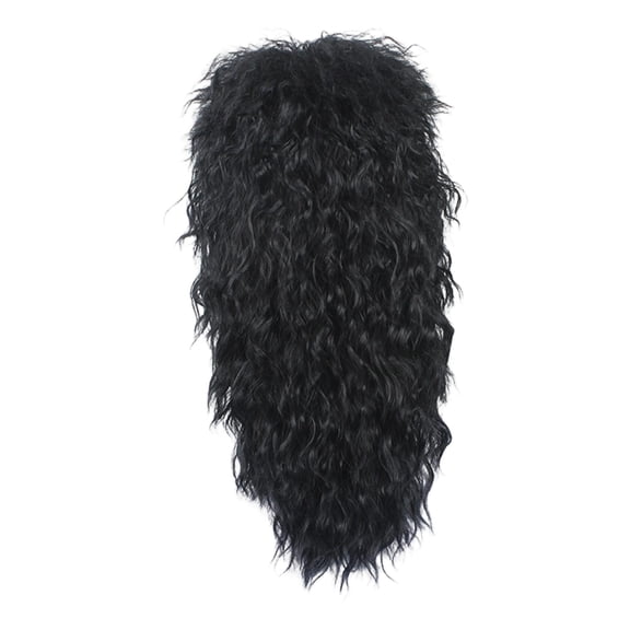 Serenable 80's Rock Star Wig Long Curly Black Easy to Wear Cosplay Props Decorative Gift Durability Versatile Rocker Fancy Dress up Wig