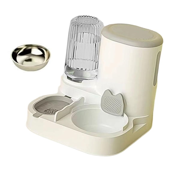 Serenable Automatic Cat Feeder and Water Dispenser Automatic Pet Feeder Compact Pet Supplies Travel Supply Food feed Dog Bowl for Puppy grey