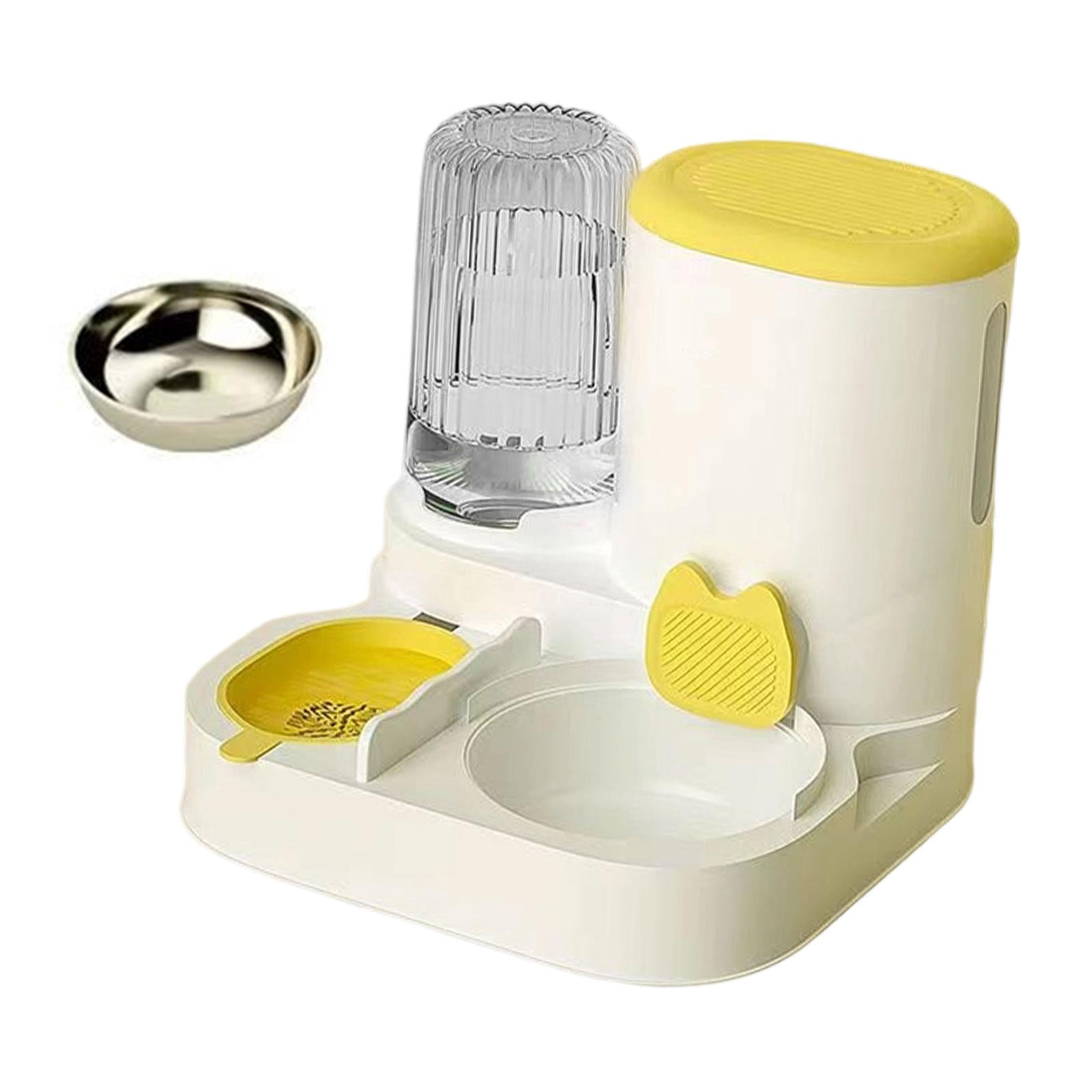 Serenable Automatic Cat Feeder and Water Dispenser Automatic Pet Feeder Compact Pet Supplies Travel Supply Food feed Dog Bowl for Puppy yellow