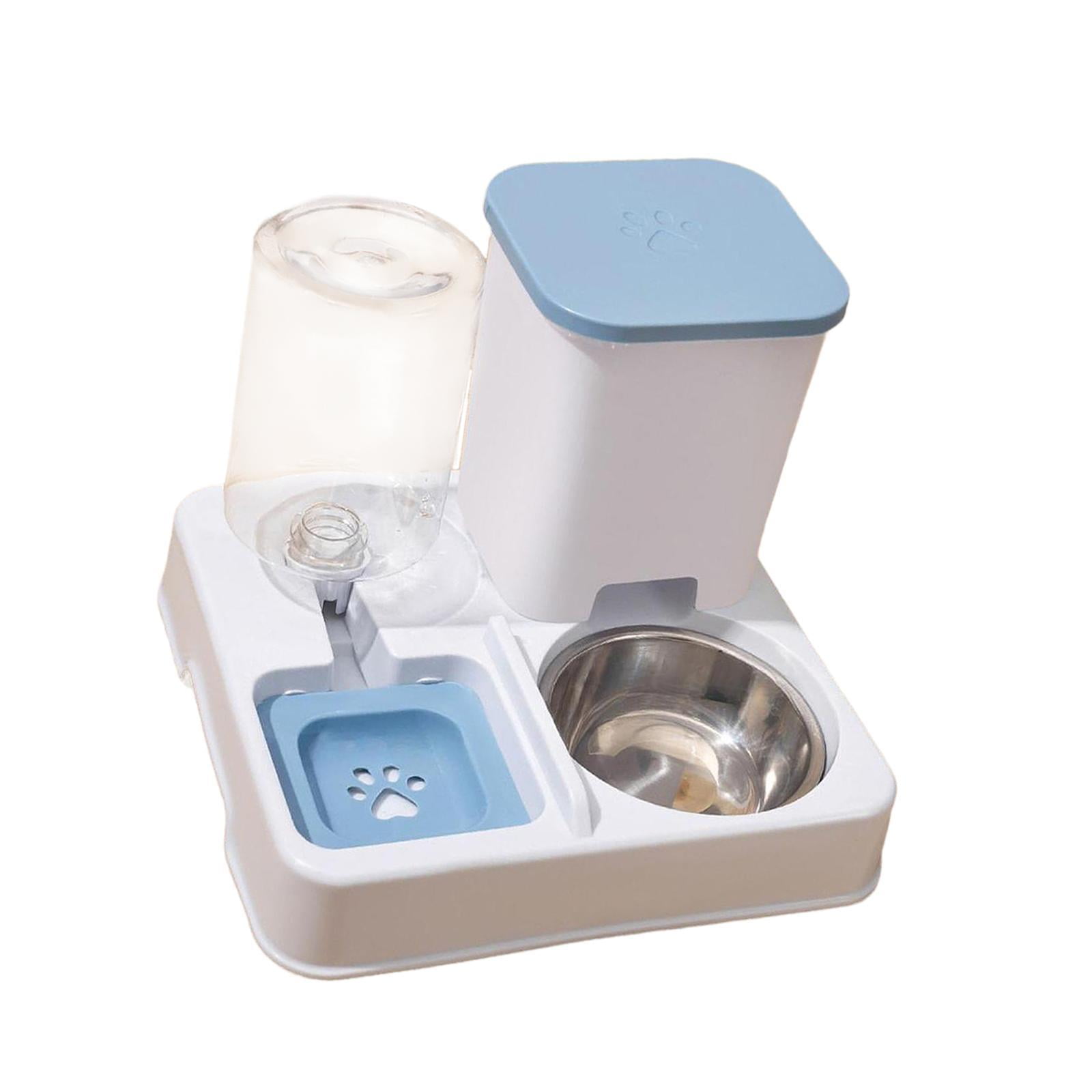 Serenable Automatic Dog Cat Feeder 2 in 1 Feeder and Water Dispenser Easily Clean Large Capacity Dry and Wet Separation for Dogs Rabbits blue white