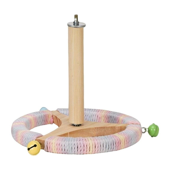 Serenable Bird Perch Stand Exercise Wheel,Sturdy,Interactive,Parrot Perch Toy,Steering Wheel Perch for Macaw Cockatiels Finches Conures Colorful