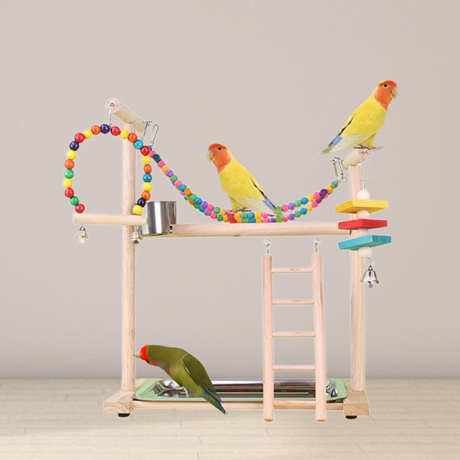 Joyzan Natural Wood Parrot Playstand - Tabletop Bird Perch For Cockatiels, Parakeets & Small Birds