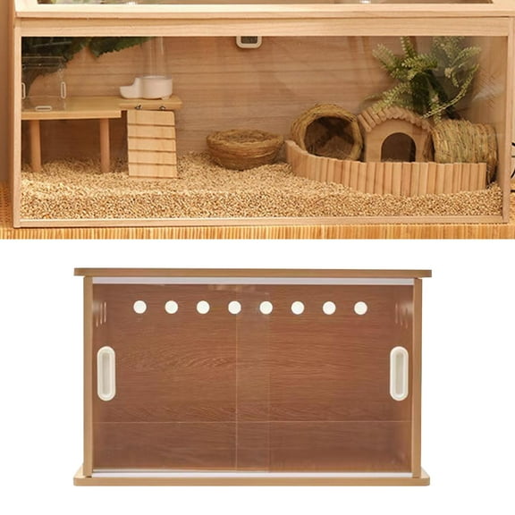 Serenable Brooder Box for Chicks Chick Brooder Wooden Clear Window Hamster Cage Chicken Brooder Box for Hedgehog Gerbils Sleeping Mouse only box