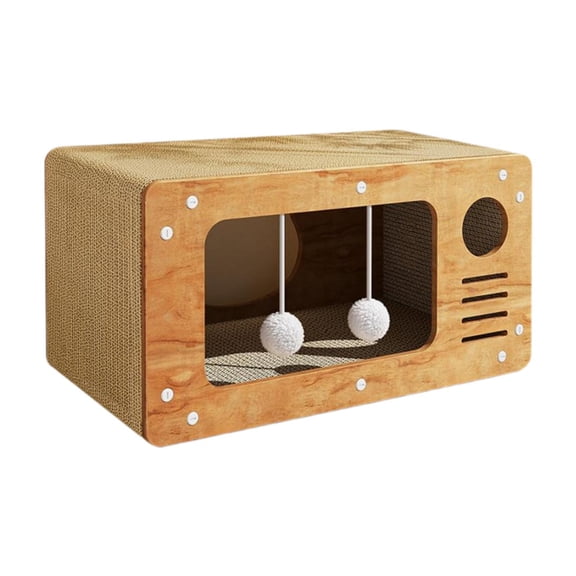 Serenable Cardboard Cat House Scratch Post Box Home Decor Scratcher Pad Cardboard Bed Cave for Exercising Sleeping Kitten Small Animals S