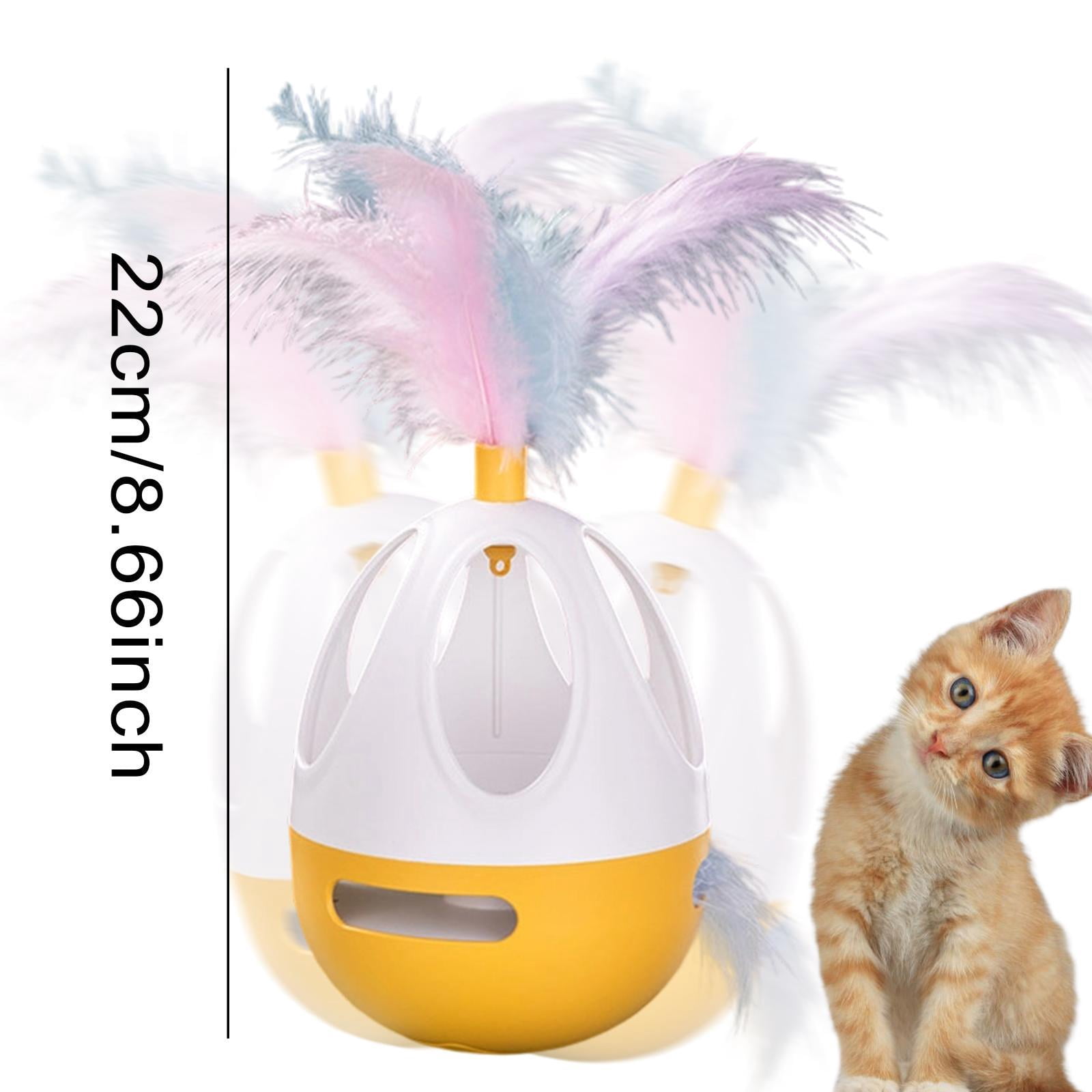 Serenable Cat Exercise Tumbler Interactive Ball Feather Teaser Toy for All Cats Breeds Orange