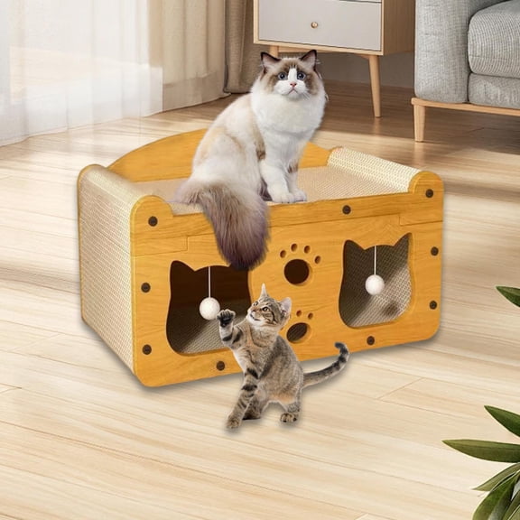Serenable Cat House Made of Cardboard As A Large Scratching House And Cat Cave. A Practical Scratching Board And Sofa Protection. Easy to Assemble As A Gift for