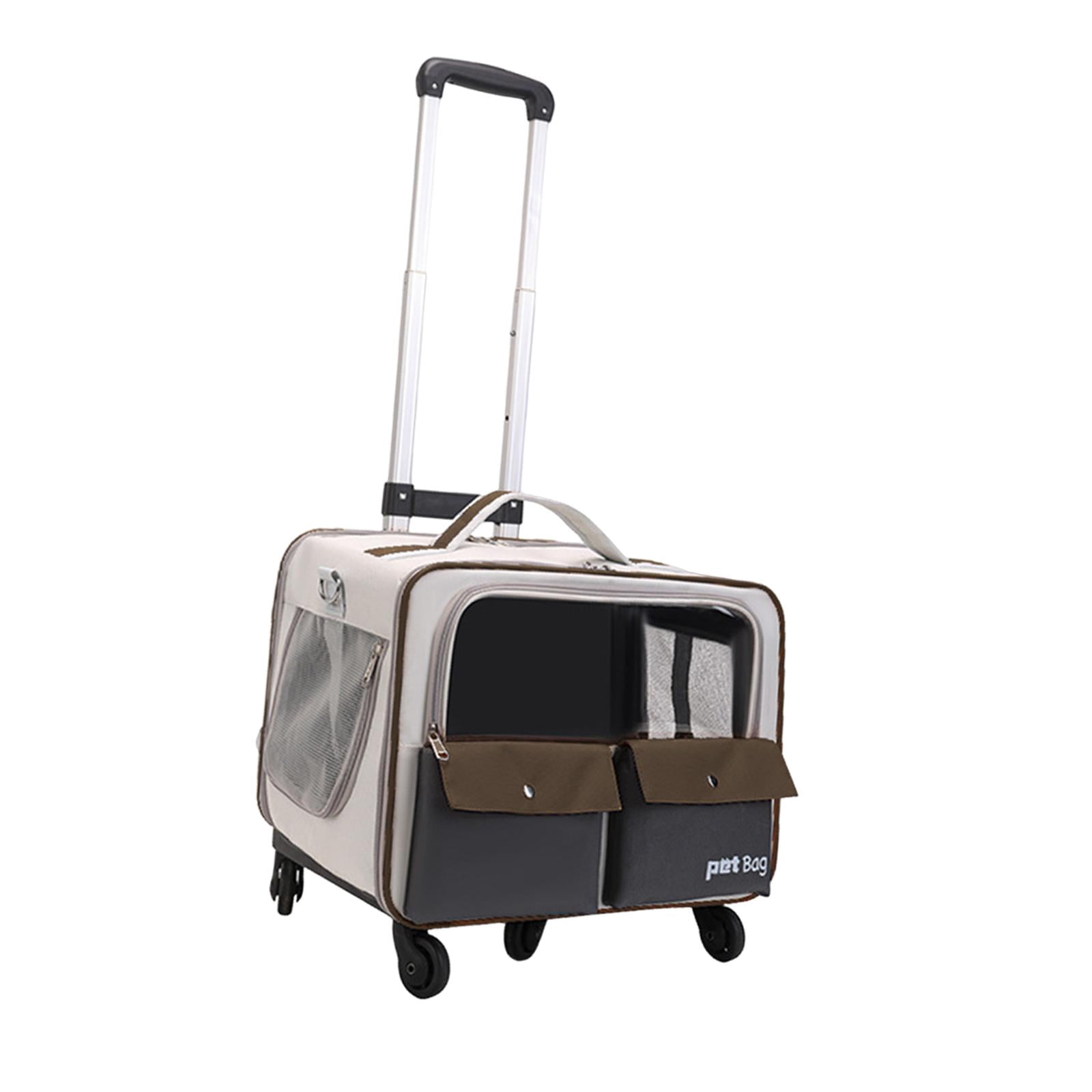 Serenable Cat Trolley Bag Pet Carrier Portable Smooth Zipper Transparent Window Dog Backpack, Pet Travel Bag for Cats Puppy Kitten Dogs Coffee Color