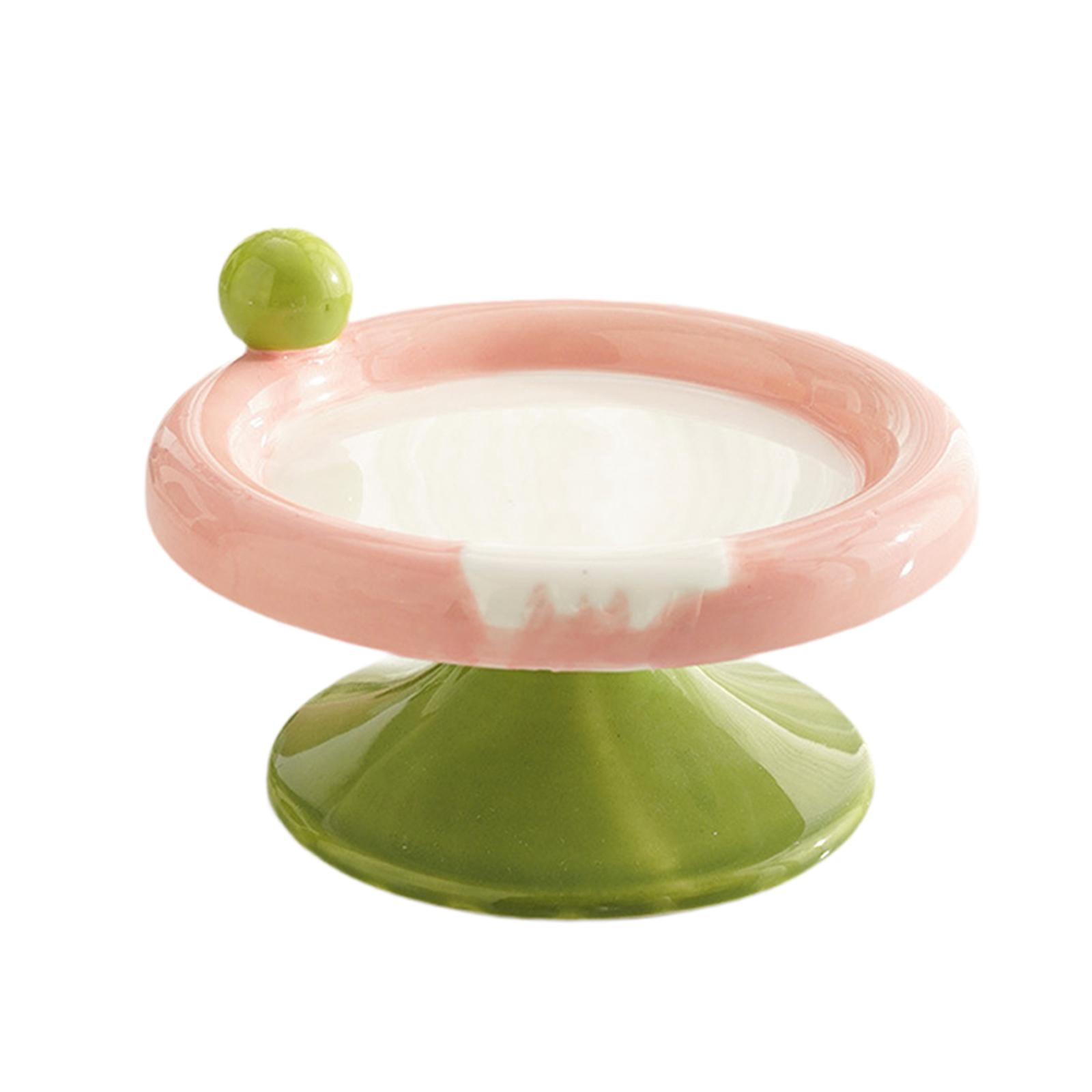 Serenable Ceramic Raised Cat Bowl Elevated Food Water Bowl small red green