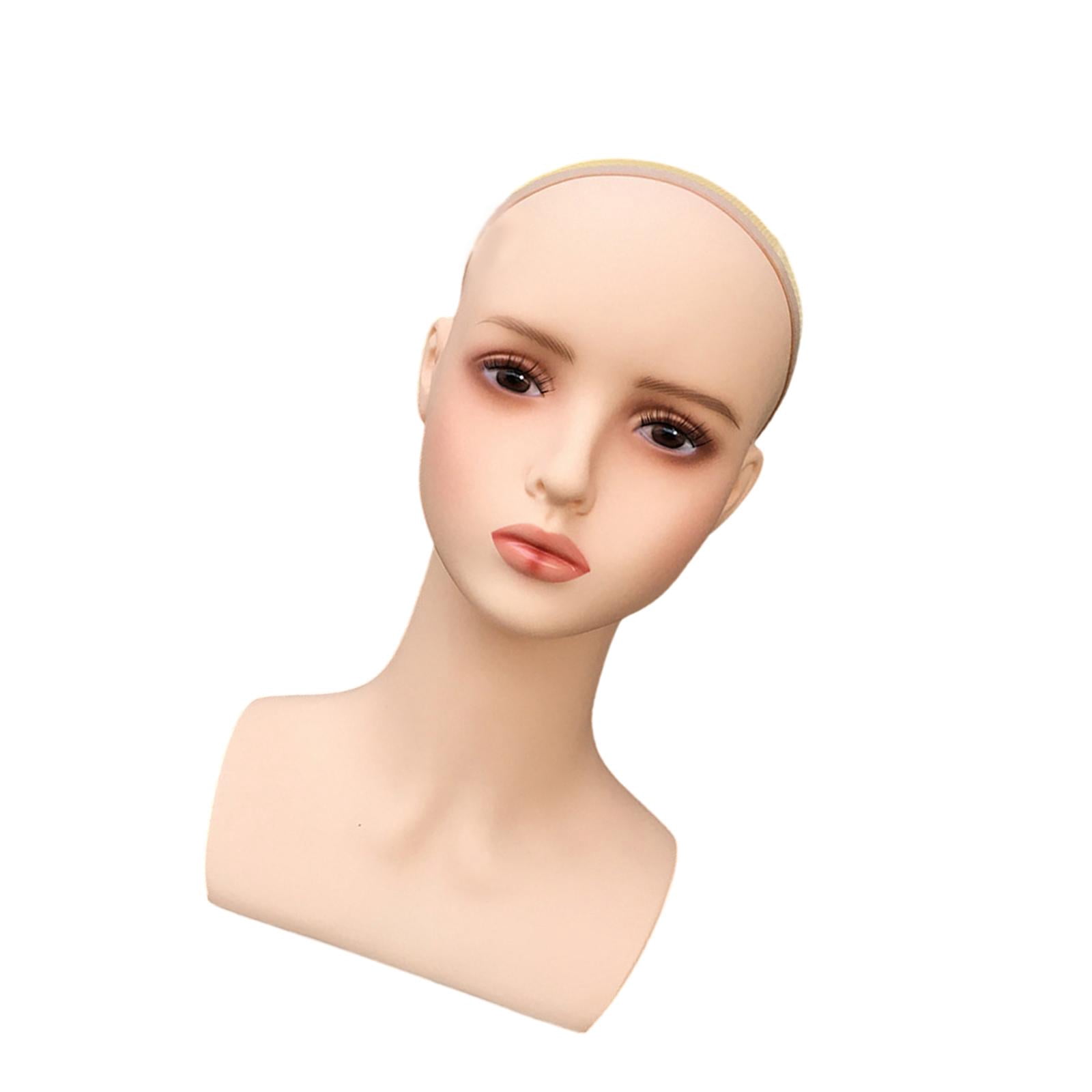 Serenable Cosmetology Doll Head Mannequin Head for Necklace Making Styling Training Head Display for Cap Making and Display Light red lips