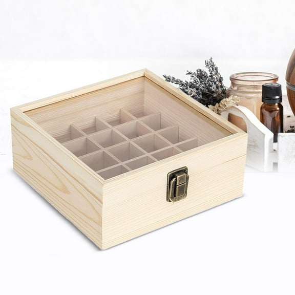 Serenable Essential Oils Display Organizer Organizer 25 Grid with Clear Lid Home Fragrance Carrier Case for Essential Oils