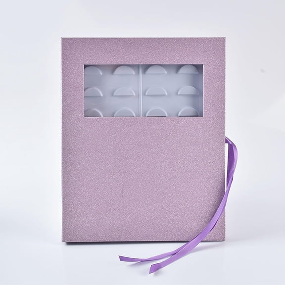 Serenable False Eyelash Storage Book 16 Pairs Eyelashes Organizer Large Capacity Glitter Cover Dustproof Lashes Container Storage Box Purple