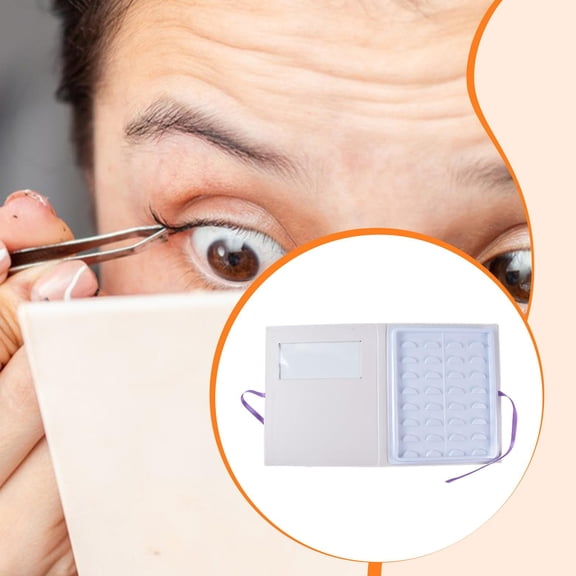 Serenable False Eyelash Storage Book 16 Pairs Eyelashes Organizer Large Capacity Glitter Cover Dustproof Lashes Container Storage Box White