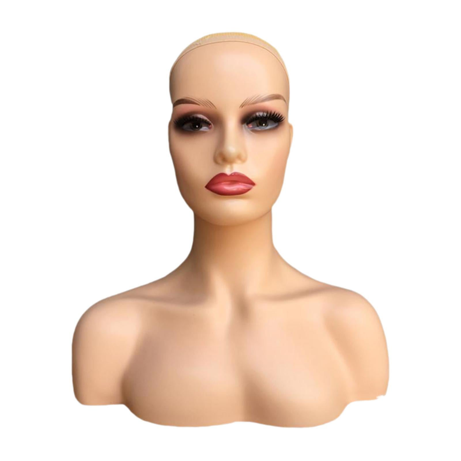 Serenable Female Mannequin Head Manikin Head Circumference 53cm Showing Stand Holder for Earrings Display Home Salon E