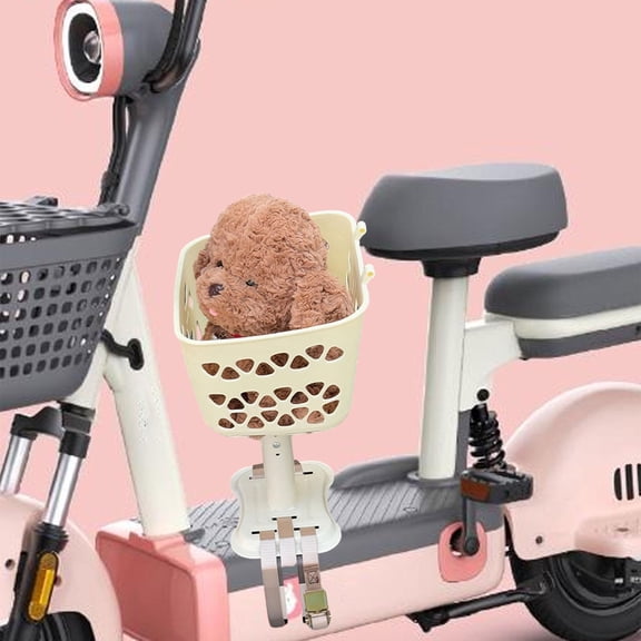 Serenable Front Mounted Dog Cat Carrier for E Bike Removable Pet Seat with Double Straps Anti Jump Design 32x28x48cm Adjustable Height