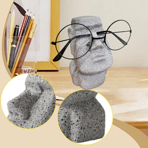 Serenable Glasses Display Stand Sunglasses Organizer Ornament Funny Easter Island Moai Head Sculpture Statue for Living Room Table Home Style A