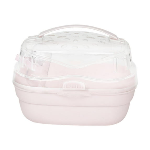 Serenable Hamsters Travel Carry Cage Multifunctional Lightweight Built in Water Bottle Pink