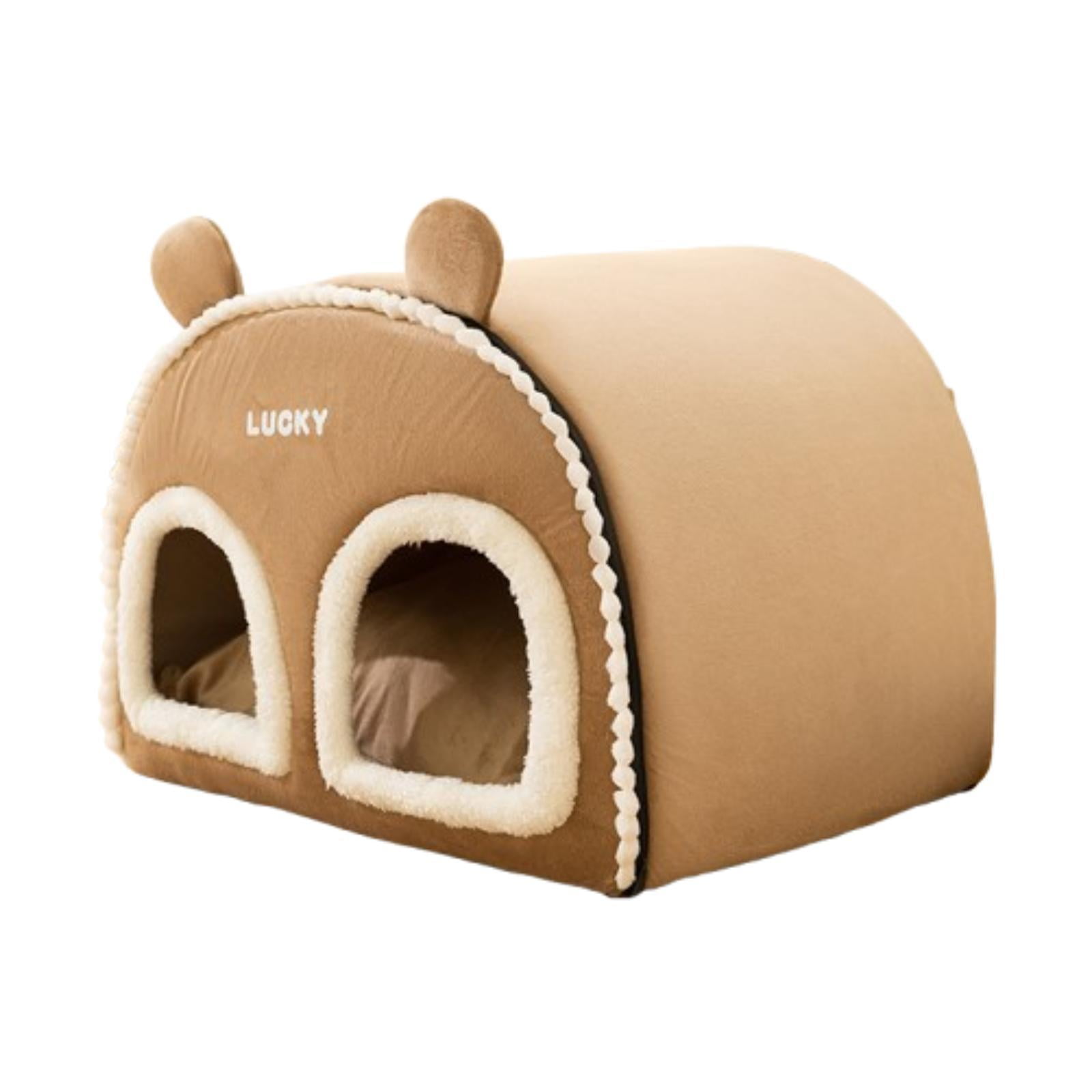 Serenable Indoor Enclosed Pet Cat House Warm Cave 20x15.7x15.7inch for Outdoor Travel Multipurpose Comfortable Kitten Nest Cat Tent Hut Brown