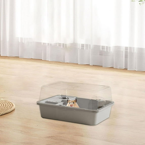Serenable Large Hamster Cage Exercise Playing House Transparent Ventilation Small Animal Cage Hamster Enclosure for Guinea Pigs Gerbils grey