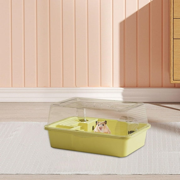Serenable Large Hamster Cage Exercise Playing House Transparent Ventilation Small Animal Cage Hamster Enclosure for Guinea Pigs Gerbils yellow