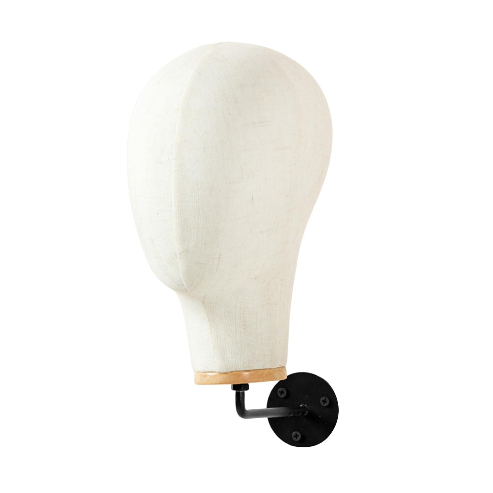 Serenable Manikin Head Canvas Mannequin Wall Mounted Sturdy Hair Hats Hairpieces Multipurpose Hat Display Stand Beginner Home Salon 15cm Hook