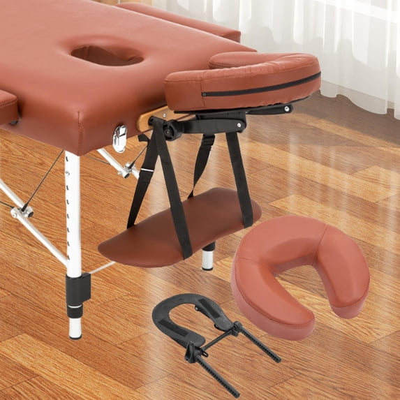 Serenable Massage Table Face Cradle and Pillow Neck Head Cushion Lightweight Versatile PU and Sponge Sturdy Portable Comfort Adjustable red brown