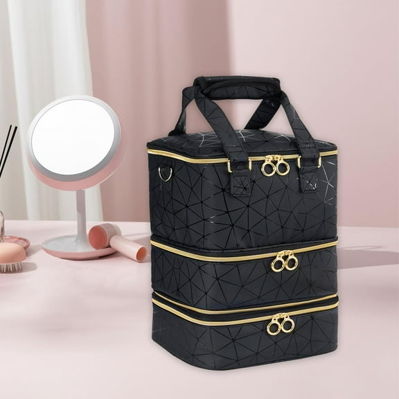 Serenable Nail Polish Carrying Case Bag Organizer with Handle,3 Tier,Cosmetic Bag,Nail Polish Holder for Manicure Tools Travel Supplies