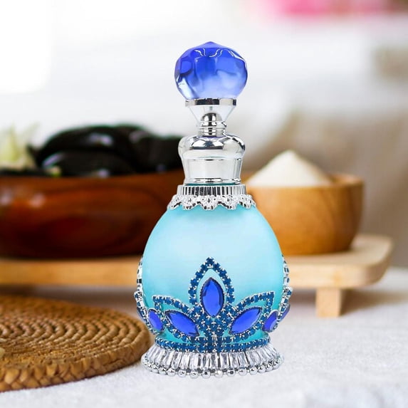 Serenable Perfume Bottle Perfume Spray Bottle 15ml Empty Versatile Glass Handmade Vintage Refillable Essential Oil Container for Travel Light Blue