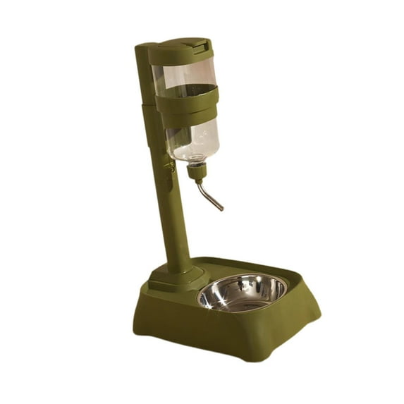 Serenable Pet Feeder Waterer Cat Dog Bowl Feeding Station Multifunctional Automatic Food Feeder Water Bottle Stand for Small Animal Cat green