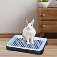 thumbnail image 1 of Serenable Rabbit Litter Tray Rabbit Toilet Portable with Grate Double Layer Guinea Pig Litter Pan Bunny Potty for Small Animals Ferrets Black White, 1 of 8