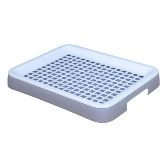 Serenable Rabbit Litter Tray Rabbit Toilet Portable with Grate Double Layer Guinea Pig Litter Pan Bunny Potty for Small Animals Ferrets Gray White
