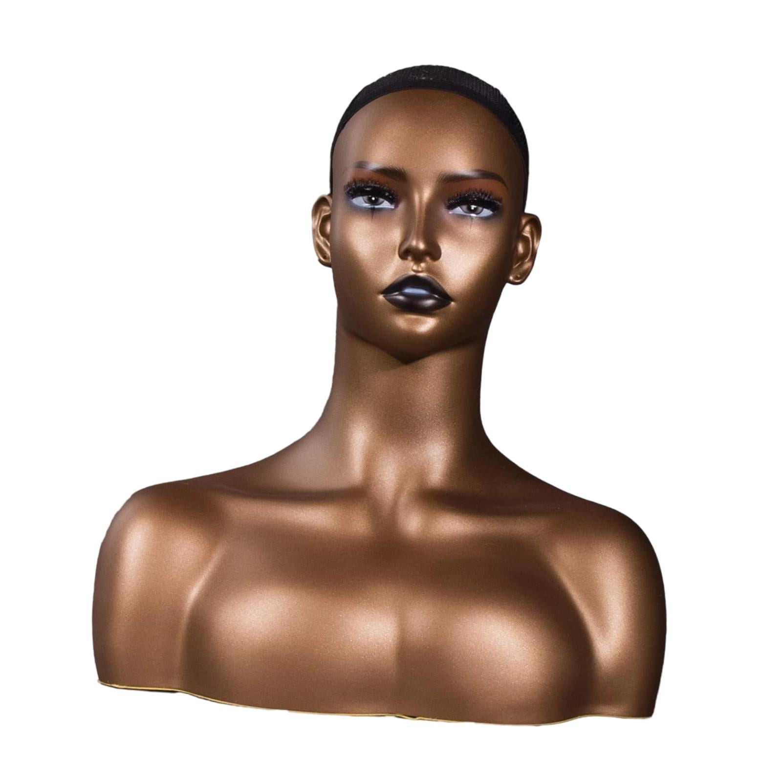Serenable Realistic Female Mannequin Head Holder Professional Earring Necklace Holder Stand Manikin with Shoulder for Earrings Hats