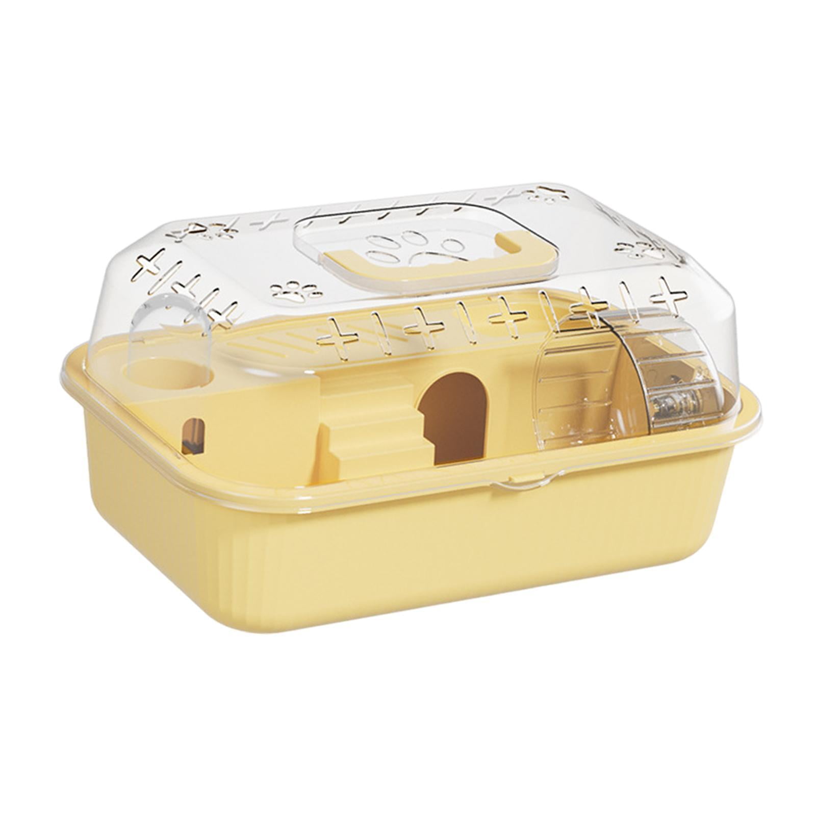 Serenable Small Animal Cage, Hamster Habitat Ventilation, Water Bottle, Pet Exercise Playing House,Pet Carrier for Hedgehog Mice Gerbil Lemon Yellow