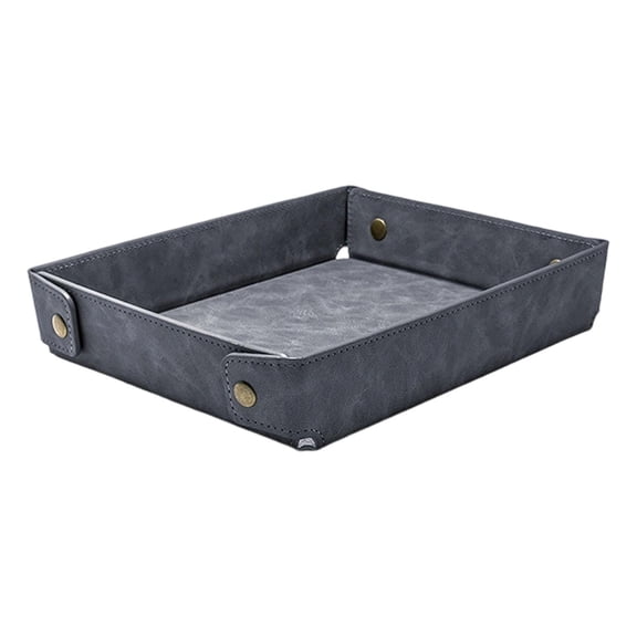 Serenable Storage Valet Tray Key Storage Plate Foldable PU Leather NightStand Organizer Catchall Tray for Bracelet Keys Kitchen Bedside grey blue