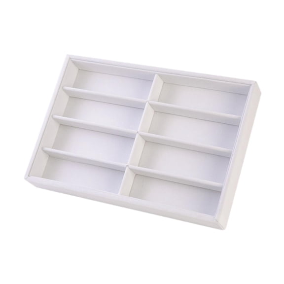 Serenable Sunglasses Organizer 8 Compartment Eyeglass Holder Multi Unit Storage Case Fiber Tray Display Box Suitable for Families Closets Vanity Dressers Tablet White