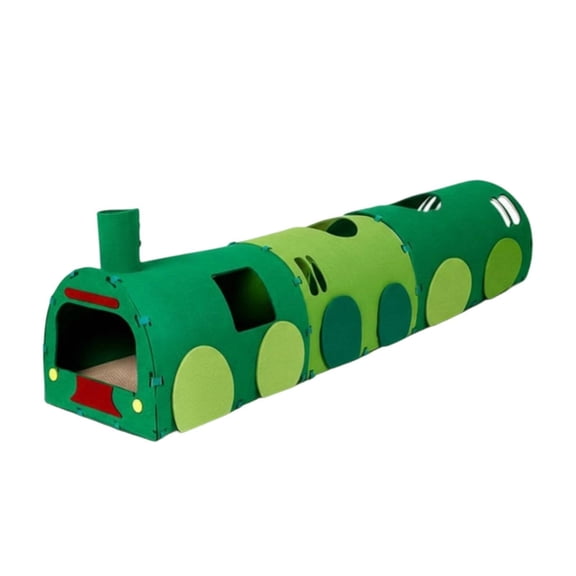 Serenable Train Theme Cat Tunnel Playhouse Scratcher Pad Stable Non Woven Design Easy Assembly for Multi Cat Entertainment and Home Relaxation
