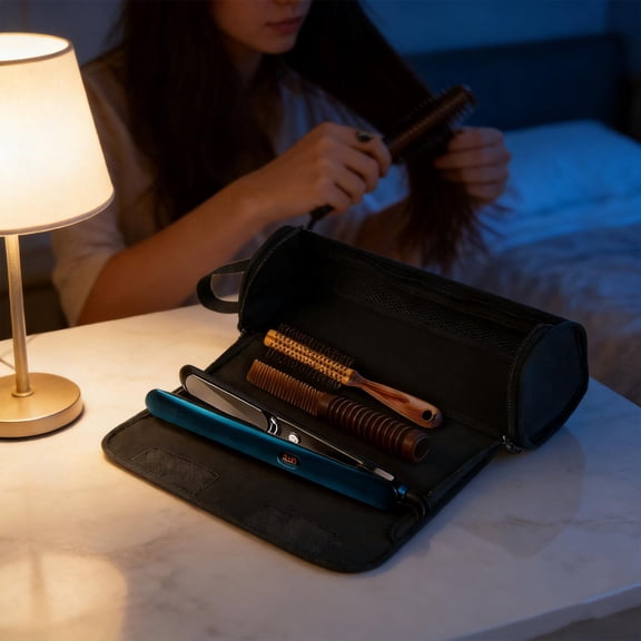 Serenable Travel Case for Hair Styling Tools And Heat-resistant Mat, Multifunctional 2-in-1 Styling Tool for Flat Irons, Essential Travel Accessory for