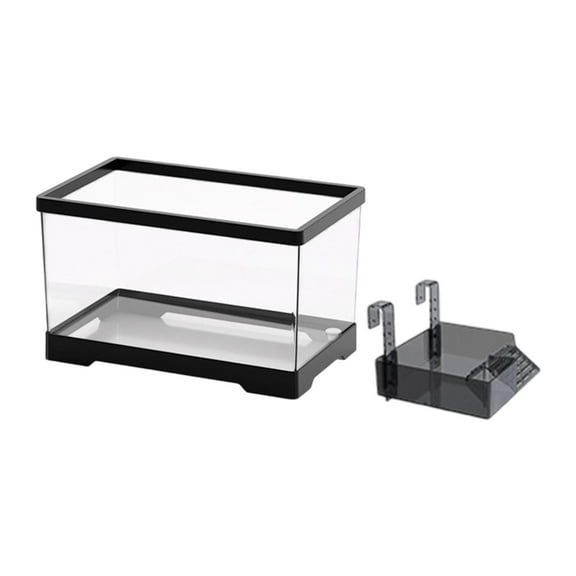 Serenable Turtle Tank Aquarium Hideout Hatching Area Feeding Box with Basking M with Black
